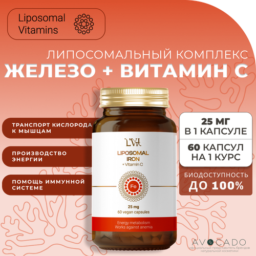 Liposomal Vitamins Липосомальный комплекс Железо + Витамин C, 60 капсул фото, описание