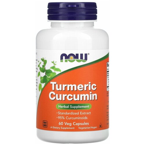 NOW Foods, Turmeric Curcumin, Куркума и куркумин, 60 растительных капсул фото, описание