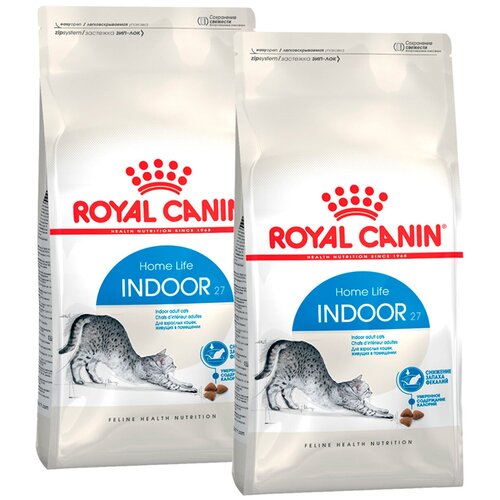 ROYAL CANIN INDOOR 27 для взрослых кошек живущих дома (0,4 + 0,4 кг) фото, описание