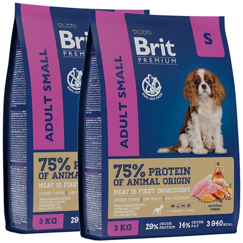 BRIT PREMIUM DOG ADULT SMALL для взрослых собак маленьких пород с курицей (3 + 3 кг) фото, описание