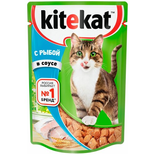 Влажный корм для кошек Kitekat рыба 85 г (кусочки в соусе) фото, описание