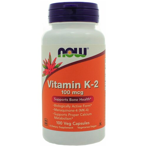 NOW Vitamin K-2 100 mcg, 100 капс. фото, описание