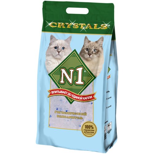 Наполнитель N1 Crystals для кошек, силикагелевый, 30 л, 12.2 кг фото, описание