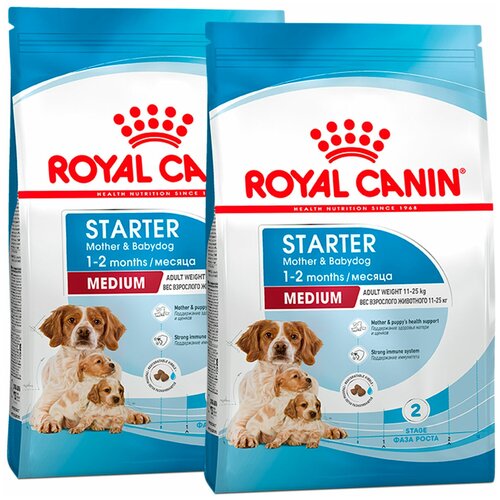 ROYAL CANIN MEDIUM STARTER для щенков средних пород до 2 месяцев, беременных и кормящих сук (12 + 12 кг) фото, описание