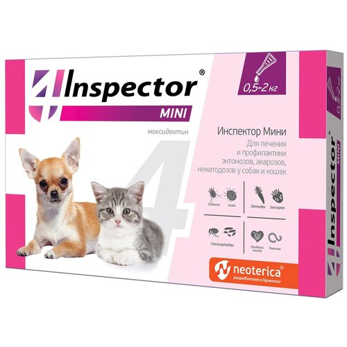 Inspector  Mini Капли от блох, клещей и гельминтов для кошек и собак 1 шт. в уп., 1 уп. фото, описание