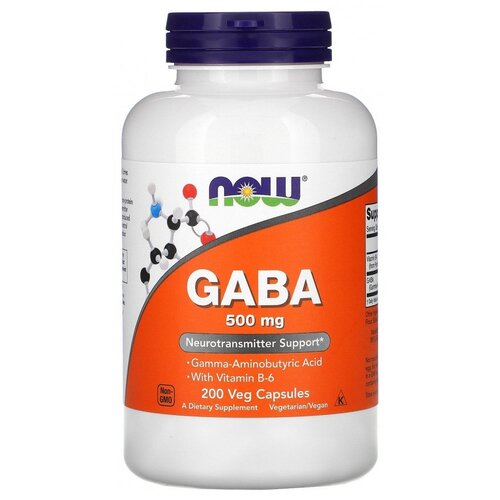 NOW GABA with Vitamin B-6 (ГАМК с витамином В6) 500 mg 200 caps фото, описание