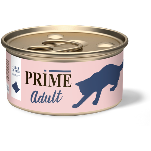 PRIME MEAT ADULT CAT для взрослых кошек с говядиной в соусе (75 гр х 24 шт) фото, описание