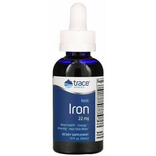 Минералы для спортивного питания, Жидкое Ионное Железо, Trace Minerals Ionic Iron 22 мг, 56 мл. фото, описание