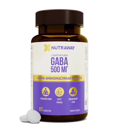 Биологически активная добавка к пище GABA /габа 500mg NUTRAWAY 60 таблеток фото, описание