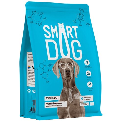 Smart Dog корм для взрослых собак, с лососем и рисом (12 кг) фото, описание