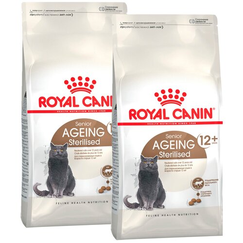 ROYAL CANIN AGEING STERILISED 12+ для пожилых кастрированных котов и стерилизованных кошек старше 12 лет (0,4 + 0,4 кг) фото, описание