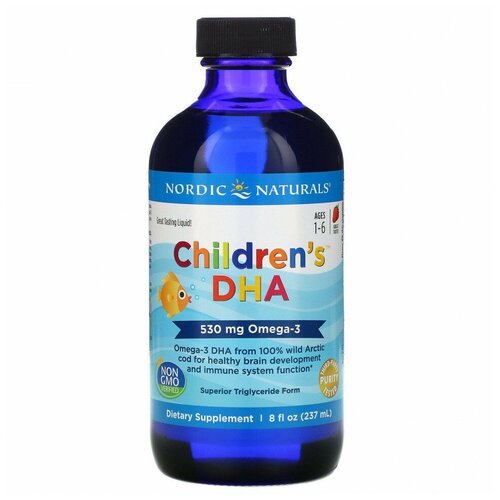 Nordic Naturals, ДГК для детей от 1 до 6 лет, со вкусом клубники, 530 мг, 237 мл (8 жидк. унций) фото, описание