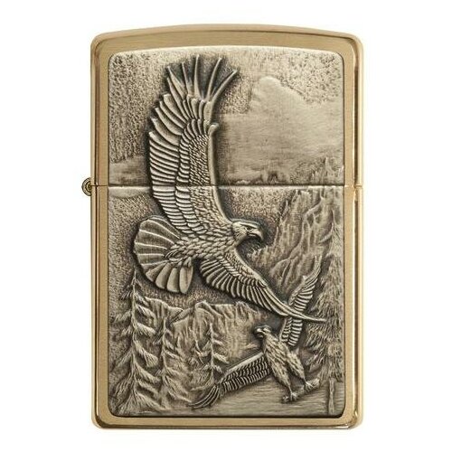 Zippo 20854 Eagles Brushed Brass зажигалка золотисто-матовый 1 шт. 1 шт. 56 г фото, описание