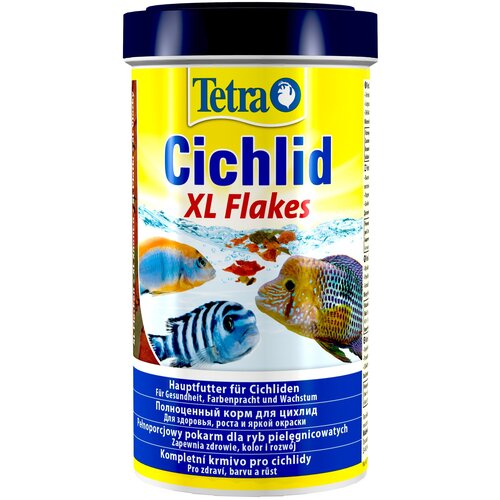 Корм для рыб Tetra Cichlid XL Flakes 500мл крупные хлопья фото, описание