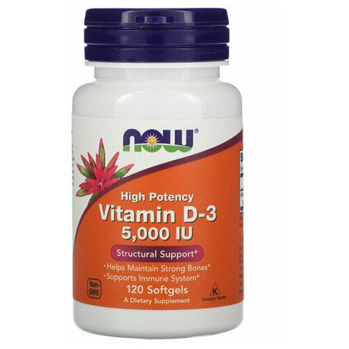 NOW Foods Vitamin D3-5000 (120 капс.) фото, описание