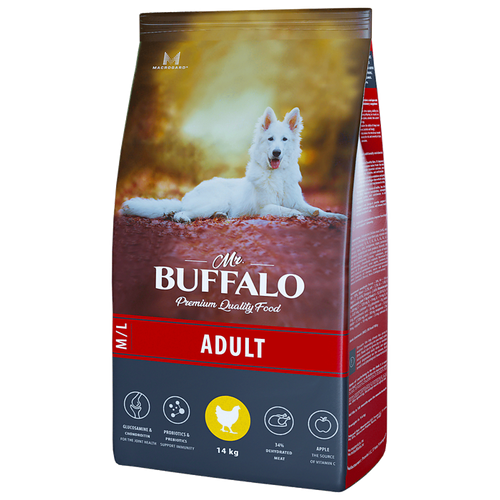 Сухой корм для собак Mr.BUFFALO Adult M/L с курицей 1 уп. х 1 шт. х 14000 г фото, описание