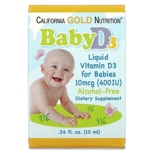 California Gold Nutrition Baby Vitamin D3 Liquid фл., 10 мкг, 10 мл фото, описание