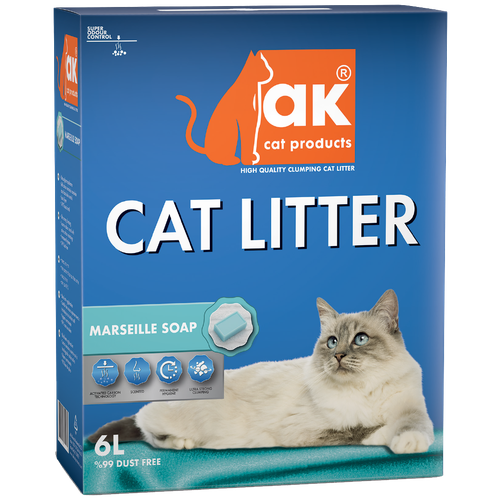 AK Cat Marseille Soap Комкующийся бентонитовый наполнитель с ароматом марсельского мыла 6л фото, описание