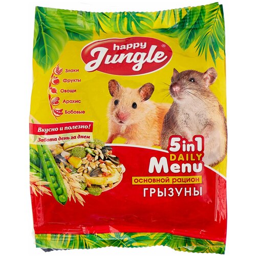 Корм для грызунов Happy Jungle 5 in 1 Daily Menu Основной рацион , 350 г фото, описание