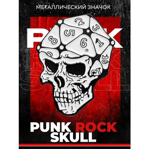 Металлический значок на рюкзак Punk Rock Skull D20 Cube фото, описание