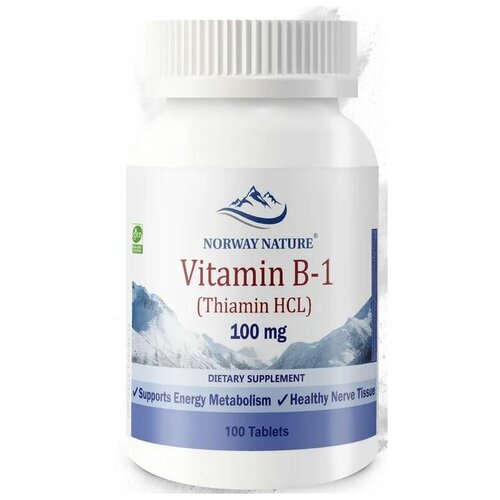 Norway Nature Vitamin B-1 Thiamin HCL 100 мг (Витамин Б-1 Тиамин Гидрохлорид) 100 таблеток (Norway Nature) фото, описание