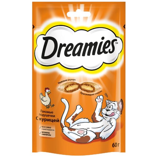 Лакомство для кошек  Dreamies Лакомство для кошек Dreamies подушечки, 60 г курица фото, описание