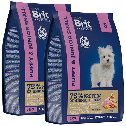 BRIT PREMIUM DOG PUPPY & JUNIOR SMALL для щенков и молодых собак маленьких пород с курицей (1 + 1 кг) фото, описание