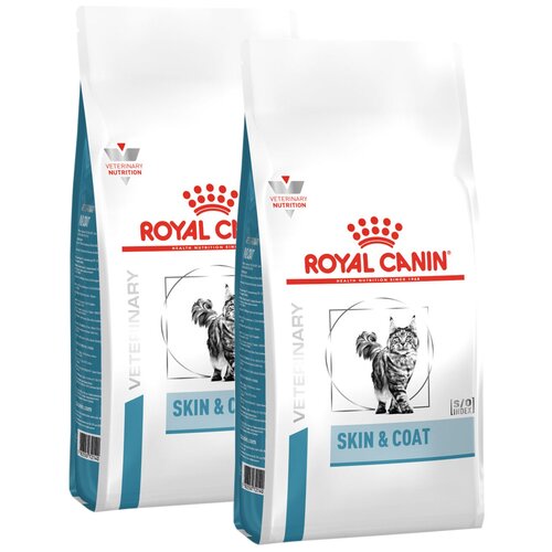 ROYAL CANIN SKIN & COAT для кастрированных котов и стерилизованных кошек с чувствительной кожей и шерстью (0,4 + 0,4 кг) фото, описание