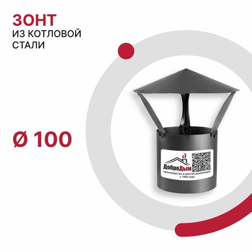 Зонт для дымохода D 100 мм из котловой стали 08ПС толщиной 0.5 мм фото, описание