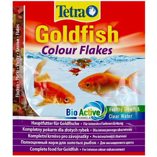 Корм для рыб Tetra Goldfish Colour Flakes 12г хлопья фото, описание