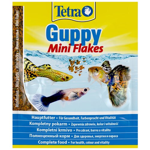 Корм для рыб Tetra Guppy Mini Flakes 12г пакет мини-хлопья фото, описание