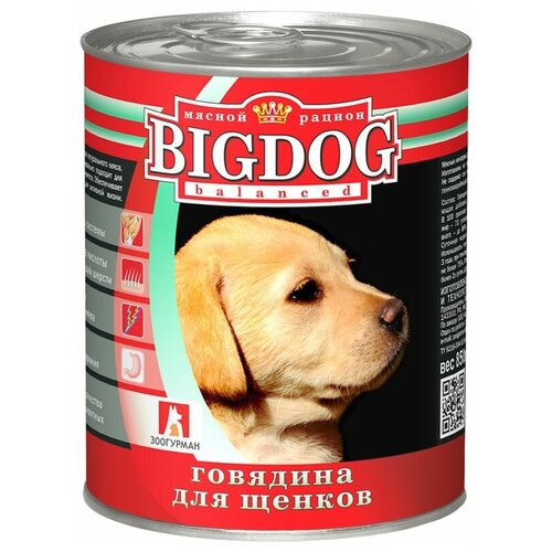 Влажный корм для щенков Зоогурман Big Dog, говядина 1 уп. х 1 шт. х 850 г (для средних и крупных пород) фото, описание