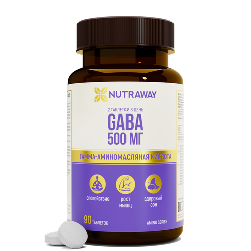 Биологически активная добавка к пище GABA /габа 500mg NUTRAWAY 90 таблеток фото, описание