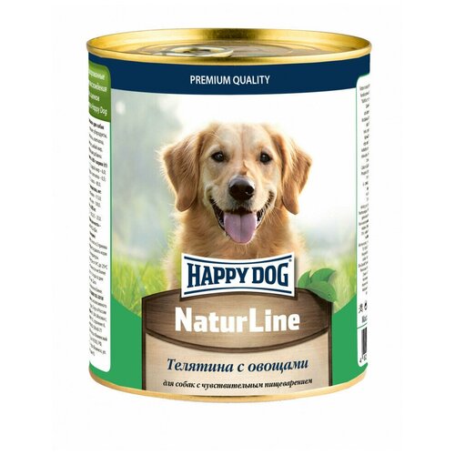 Влажный корм для собак Happy Dog NaturLine, телятина, с овощами 1 уп. х 6 шт. х 970 г фото, описание