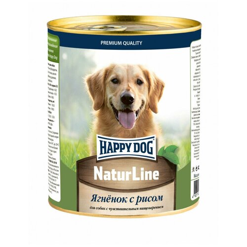 Happy Dog Natur Line консервы для взрослых собак с чувствительным пищеварением с ягненком и рисом - 970 г х 6 шт фото, описание