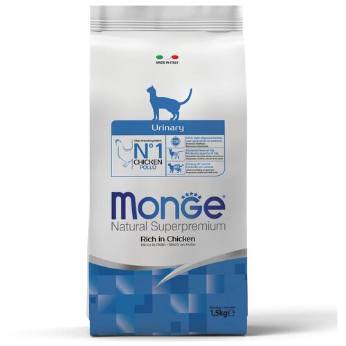 фото MONGE SUPERPREMIUM CAT URINARY профилактика мочекаменной болезни 1,5 кг, купить онлайн за 2650 рубл.