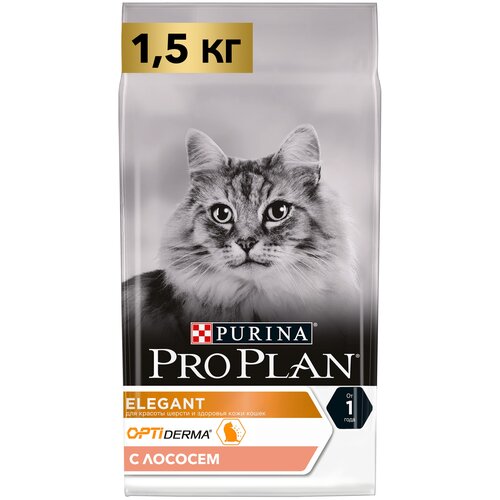 Сухой корм для кошек Pro Plan для здоровья шерсти и кожи, с высоким содержанием лосося 3 шт. х 1500 г фото, описание