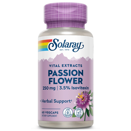 Solaray Guaranteed Potency Passion Flower Aerial Extract (Экстракт пассифлоры) 250 мг 60 капсул фото, описание