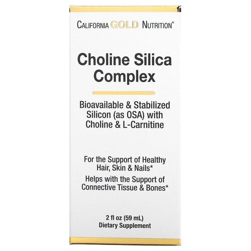 California Gold Nutrition Choline Silica Complex фл., 59 мл, 110 г фото, описание