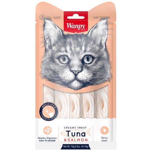 Лакомство Wanpy Cat Нежное пюре из тунца и лосося для кошек (70 г, Тунец и лосось) фото, описание