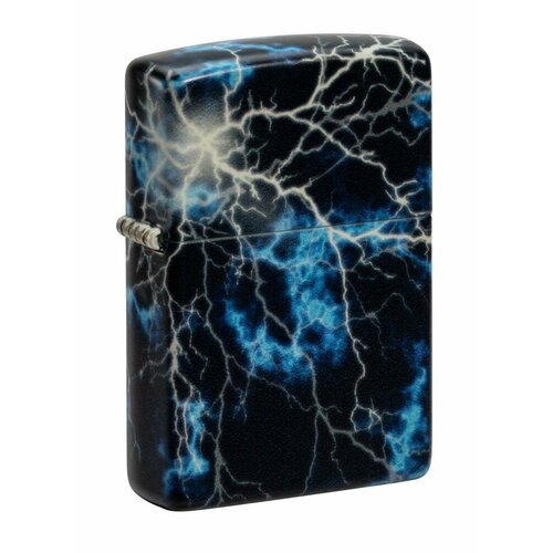 Зажигалка ZIPPO Lightning с покрытием Glow In The Dark Green, латунь/сталь, черная, 38x13x57 мм фото, описание