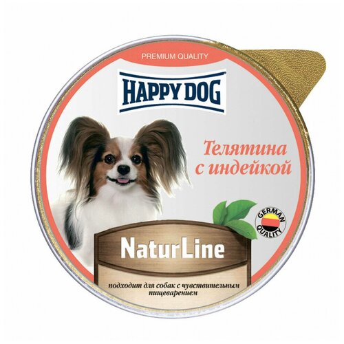 корм для собак Happy Dog Mini паштет, телятина, индейка 1 уп. х 10 шт. х 125 г фото, описание