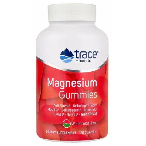 Trace Minerals Magnesium Gummies 120 gummies / Трейс Минералс Мармеладки с магнием 120 шт (Арбуз) фото, описание