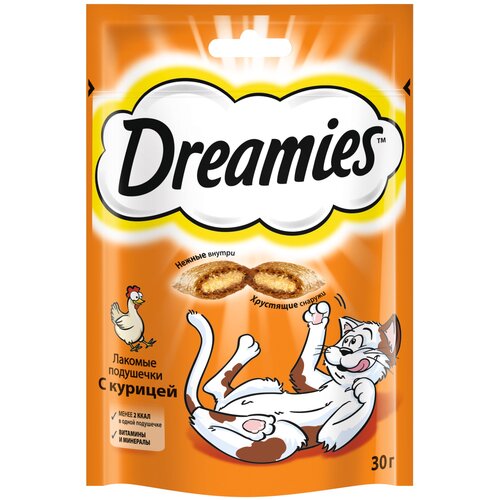 Лакомство для кошек  Dreamies Лакомство для кошек Dreamies подушечки, 30 г птица фото, описание