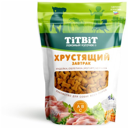 Лакомство для собак всех пород TiTBiT Завтрак хрустящий с индейкой, 700 г. фото, описание