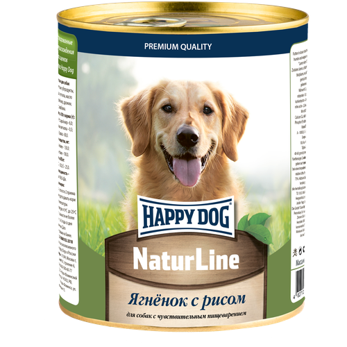 корм для собак Happy Dog NaturLine, ягненок, с рисом 1 уп. х 1 шт. х 970 г фото, описание