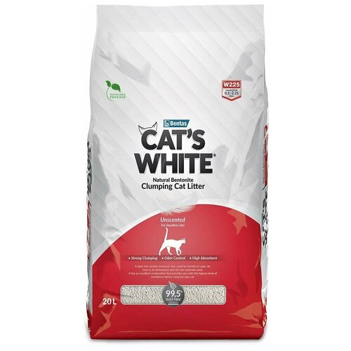 Комкующийся наполнитель для туалета кошек Cat's White Natural 20 л./17,1 кг. (натуральный) фото, описание