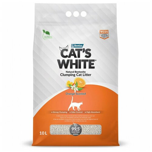 Наполнитель комкующийся Cat's White Orange с ароматом апельсина для кошачьего туалета (10л) фото, описание