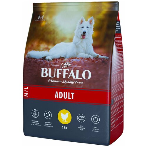 Корм сухой Mr.Buffalo ADULT M/L 2кг (курица) для собак средних и крупных пород фото, описание