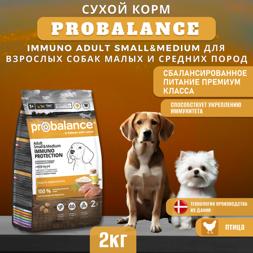 Сухой корм ProBalance Immuno Adult Small&Medium для взрослых собак малых и средних пород, 2 кг фото, описание